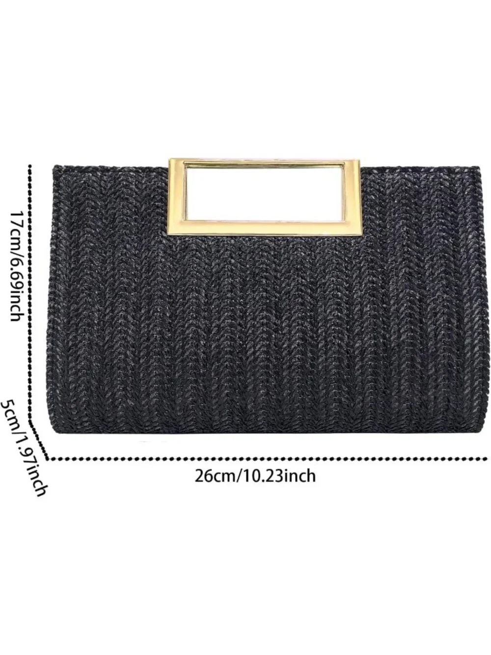 Stylish Women's Straw Raffia Clutch Purse, Woven Handbag with Crossbody Strap